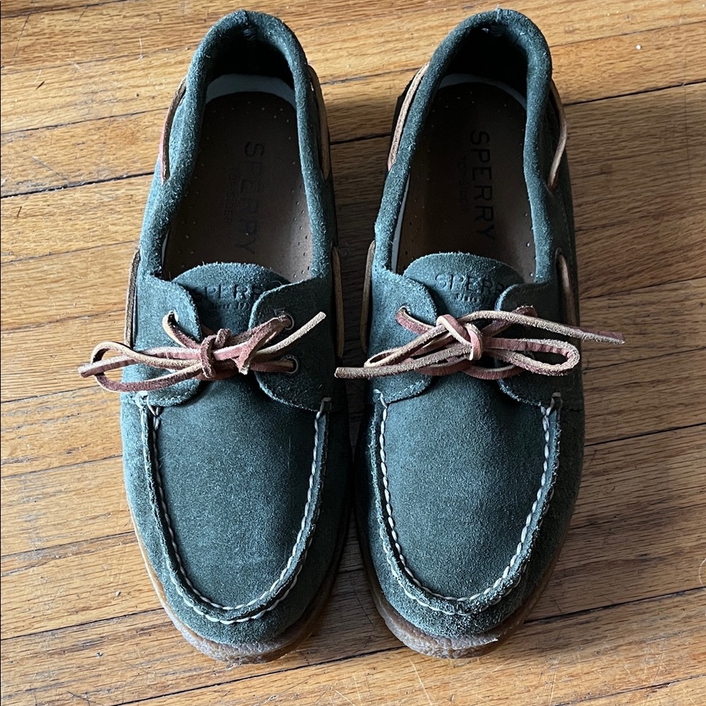 Sperry Men's‎ Dark Green Suede Loafers 10.5 EUC